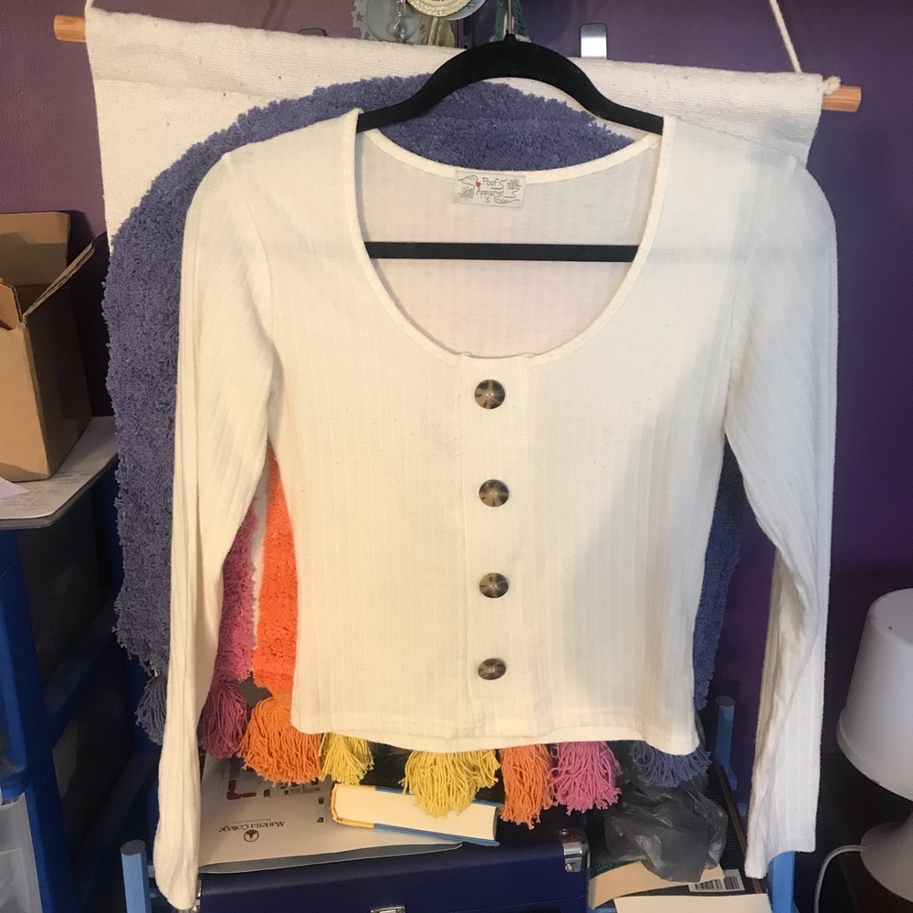 Poof Apparel top, small, very soft, worn about two times, slightly see through